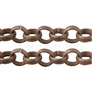 Iron Rolo Chains, Belcher Chain, Unwelded, with Spool, Long-Lasting Plated, Red Copper, 6x2mm, about 328.08 Feet(100m)/roll(CHT038Y-R)