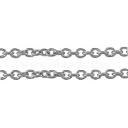 Iron Cable Chains, Unwelded, Oval, Platinum Color, with Spool, 2x2x0.5mm, about 328.08 Feet(100m)/roll(CHT120Y-N)
