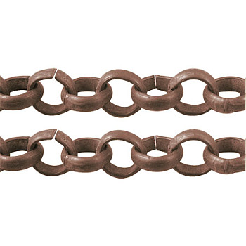 Iron Rolo Chains, Belcher Chain, Unwelded, with Spool, Long-Lasting Plated, Red Copper, 6x2mm, about 328.08 Feet(100m)/roll