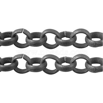 Iron Rolo Chains, Belcher Chain, Unwelded, with Spool, Gunmetal, link: 6mm in diameter, 2mm thick, about 328.08 Feet(100m)/roll(CHT038Y-B)