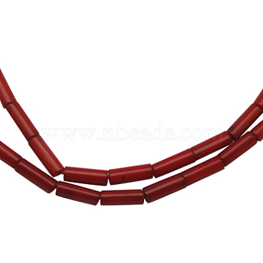 9mm Red Tube Red Coral Beads
