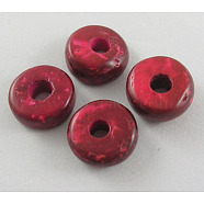 Coconut Beads, Donut, Red, 9mm, Hole: 2.5mm, about 2200pcs/500g(COS018-1)