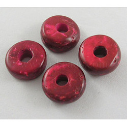 Coconut Beads, Donut, Red, 9mm, Hole: 2.5mm, about 2200pcs/500g(COS018-1)