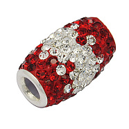 Austrian Crystal European Beads, with 925 Sterling Silver Double Cores, Large Hole Beads, Column, Colorful, Size: about 12mm in diameter, 20mm long, hole: 4.5mm(CPDL-Q009-2)