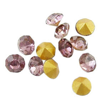 Glass Pointed Back Rhinestone, Faceted Diamond, Back Plated, Light Amethyst, 2.2x2mm, about 1440pcs/bag