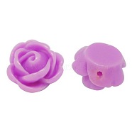 Opaque Resin Beads, Rose Flower, Medium Orchid, 9x7mm, Hole: 1mm(CRES-B1029-A05)