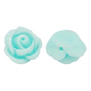 Opaque Resin Beads, Rose Flower, Pale Turquoise, 9x7mm, Hole: 1mm(CRES-B1029-A11)