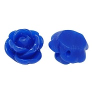 Opaque Resin Beads, Rose Flower, Blue, 9x7mm, Hole: 1mm(CRES-B1029-A39)