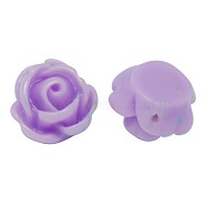 Opaque Resin Beads, Rose Flower, Medium Purple, 9x7mm, Hole: 1mm(CRES-B1029-A56)