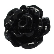 Opaque Resin Cabochons, Flower, Black, 10x4mm(CRES-B342-A26)