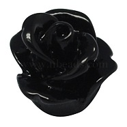 Opaque Resin Cabochons, Flower, Black, 9x6mm(CRES-B348-A26)