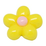 Opaque Resin Cabochons, Flower, Yellow, 13mm(CRES-B514-A15)