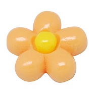 Opaque Resin Cabochons, Flower, Orange, 13mm(CRES-B514-A70)