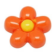 Opaque Resin Cabochons, Flower, Orange Red, 13mm(CRES-B514-A72)