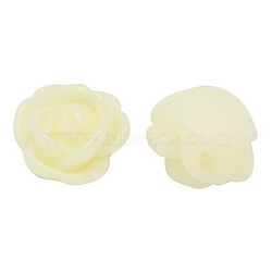 Opaque Resin Beads, Rose Flower, Pale Goldenrod, 9x7mm, Hole: 1mm(CRES-B1029-A29)