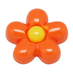 Opaque Resin Cabochons, Flower, Orange Red, 13mm(CRES-B514-A72)