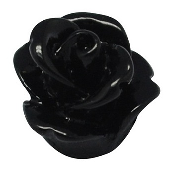 Opaque Resin Cabochons, Flower, Black, 9x6mm