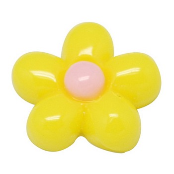 Opaque Resin Cabochons, Flower, Yellow, 13mm
