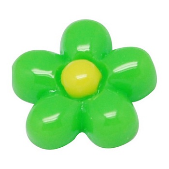 Opaque Resin Cabochons, Flower, Lime Green, 13mm