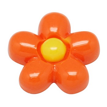 Opaque Resin Cabochons, Flower, Orange Red, 13mm