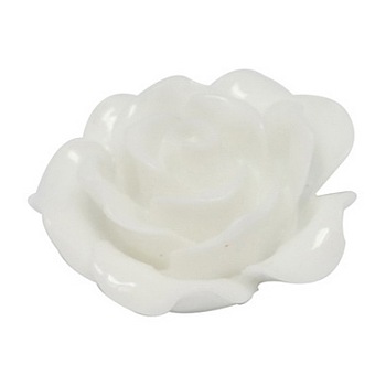 Opaque Resin Cabochons, Flower, White, 20x9mm