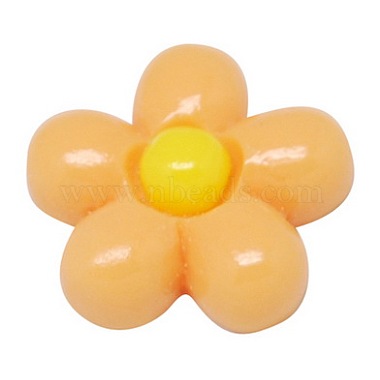 13mm Orange Flower Resin Cabochons