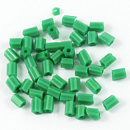 Two Cut Glass Seed Beads, Hexagon, Green, about 3mm long, 1.8mm in diameter, hole: 0.6mm, about 21000pcs/bag. Sold per package of one pound(CSDB47)