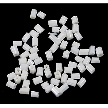 Two Cut Glass Seed Beads, Hexagon, WhiteSmoke, about 3mm long, 1.8mm in diameter, hole: 0.6mm, about 21000pcs/bag. Sold per package of one pound