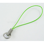 Cord Loop with Iron Ends, Platinum, Green, about 46mm long, Ring: about 8mm in diameter(CWP009Y)
