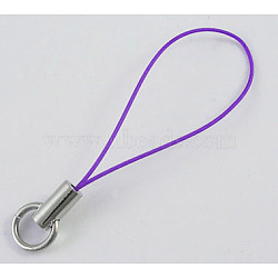 Cord Loop with Iron Ends, Platinum, Purple, about 46mm long, Ring: about 8mm in diameter(CWP002Y)