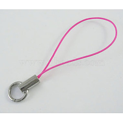 Cord Loop with Iron Ends, Platinum, Deep Pink, about 46mm long, Ring: about 8mm in diameter(CWP003Y)