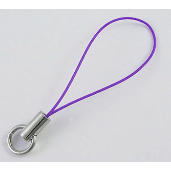 Cord Loop with Iron Ends, Platinum, Purple, about 46mm long, Ring: about 8mm in diameter