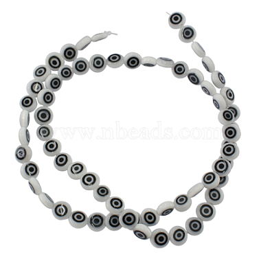 8mm White Flat Round Lampwork Beads