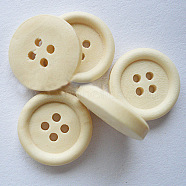 4-Hole Buttons for Shirts, Wooden 1 inch Buttons, PapayaWhip, about 25mm in diameter, 100pcs/bag(NNA0Z3Q)
