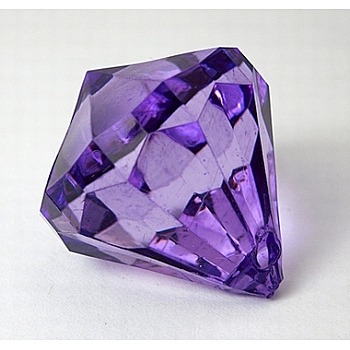 Transparent Acrylic Pendants,  Faceted, Cone, Purple, Size: about 28mm wide, 31mm long, hole: 3mm, about 52pcs/500g