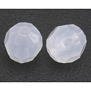 Transparent Acrylic Beads, Imitation Jade, Milk White, Faceted Round, 8mm in diameter, hole: 1mm, about 1800pcs/500g(DB8MM01)