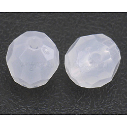 Transparent Acrylic Beads, Imitation Jade, Milk White, Faceted Round, 8mm in diameter, hole: 1mm, about 1800pcs/500g(DB8MM01)