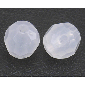 Transparent Acrylic Beads, Imitation Jade, Milk White, Faceted Round, 8mm in diameter, hole: 1mm, about 1800pcs/500g