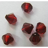Faceted Bicone Transparent Acrylic Beads, Dyed, Dark Red, 5mm, Hole: 1mm, about 7000pcs/500g(DBB5mm06)