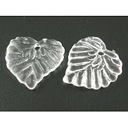 Transparent Acrylic Pendants, Leaf, White, about 15mm long, 15mm wide, 2mm thick, hole: 1.5mm, 1700pcs/500g(DBLA410-1)