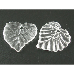 Transparent Acrylic Pendants, Leaf, White, about 15mm long, 15mm wide, 2mm thick, hole: 1.5mm, 1700pcs/500g(DBLA410-1)