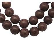 Natural Mashan Jade Beads Strands, Dyed, Round, Saddle Brown, 10mm, Hole: 1.2mm, about 42pcs/strand, 16 inch(DJAD-10D-14-2)