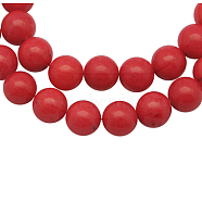 Natural Mashan Jade Beads Strands, Dyed, Round, Red, 10mm, Hole: 1.2mm, about 42pcs/strand, 16 inch(DJAD-10D-16-2)