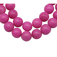 Natural Mashan Jade Beads Strands, Dyed, Round, Magenta, 10mm, Hole: 1.2mm, about 42pcs/strand, 16 inch(DJAD-10D-30)