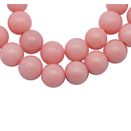 Natural Mashan Jade Beads Strands, Dyed, Round, Pink, 12mm, Hole: 1.2mm, about 35pcs/strand, 16 inch(DJAD-12D-02)