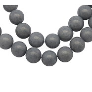 Natural Mashan Jade Beads Strands, Dyed, Round, Gray, 12mm, Hole: 1.2mm, about 35pcs/strand, 16 inch(DJAD-12D-29)