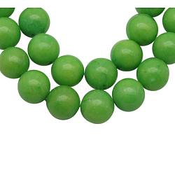 Natural Mashan Jade Beads Strands, Dyed, Round, Green Yellow, 12mm, Hole: 1.2mm, about 35pcs/strand, 16 inch(DJAD-12D-17-2)