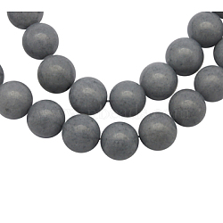 Natural Mashan Jade Beads Strands, Dyed, Round, Gray, 12mm, Hole: 1.2mm, about 35pcs/strand, 16 inch(DJAD-12D-29)