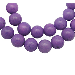 Natural Mashan Jade Beads Strands, Dyed, Round, Purple, 6mm, Hole: 1mm, about 66pcs/strand, 16 inch(DJAD-6D-24-2)