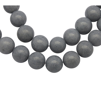 Natural Mashan Jade Beads Strands, Dyed, Round, Gray, 12mm, Hole: 1.2mm, about 35pcs/strand, 16 inch